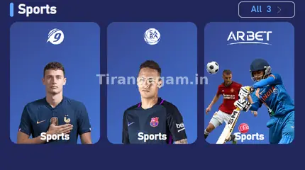 Tiranga Sports section with sports betting provider tiles